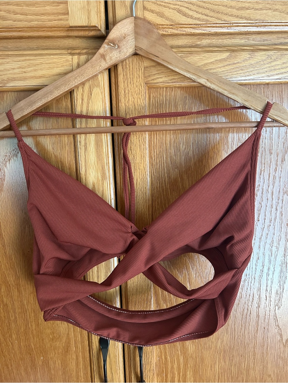 🦋 High-Waist Ribbed Bikini Set in Rust - Picture 5 of 10